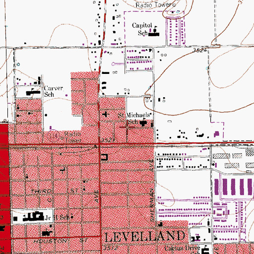 Topographic Map of Saint Michaels Catholic Church, TX