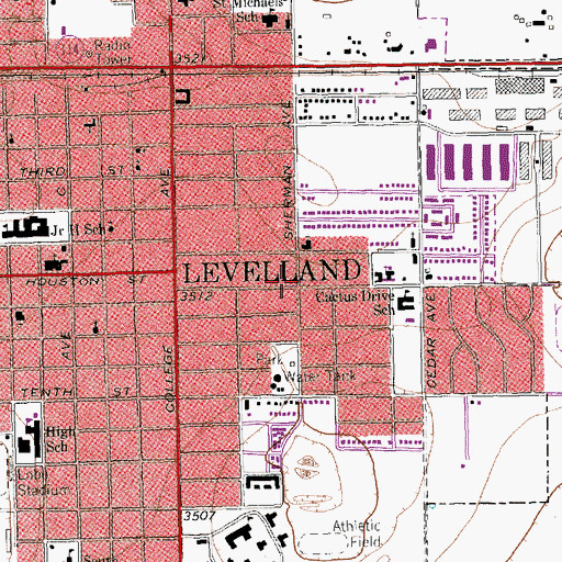 Topographic Map of Cactus Drive Church of Christ, TX