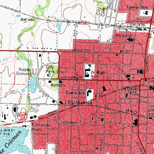 Topographic Map of Central Baptist Church, TX