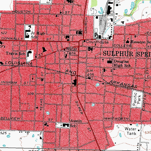 Topographic Map of Davis Street Baptist Church, TX
