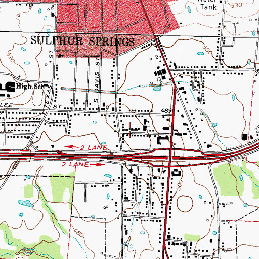 Topographic Map of Olive Branch Baptist Church, TX