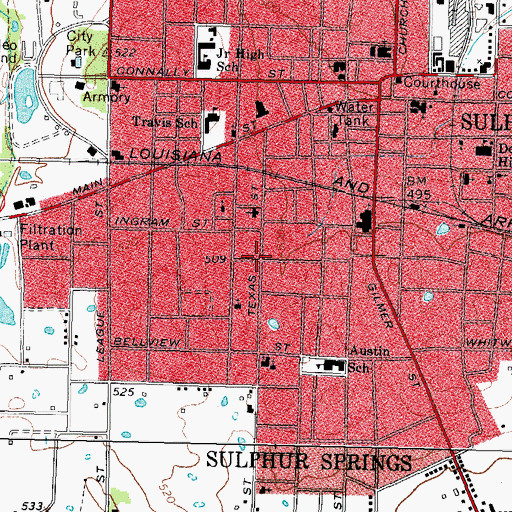 Topographic Map of Saint James Catholic Church, TX