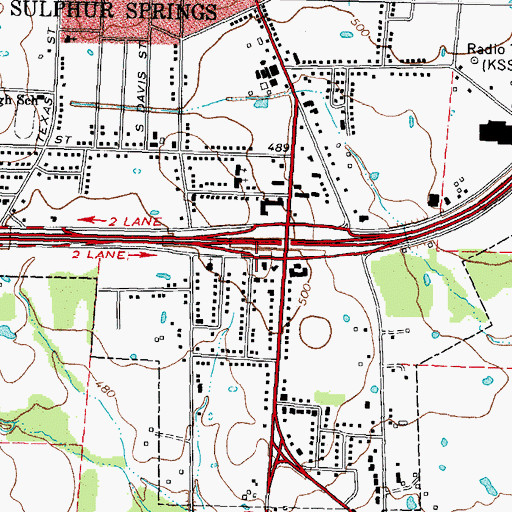 Topographic Map of Church of Christ, TX