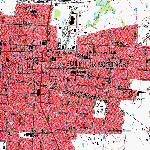 Topographic Map of Church of God, TX