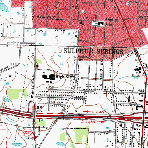 Topographic Map of Our Savior Lutheran Church, TX