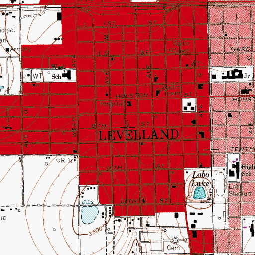 Topographic Map of First Presbyterian Church, TX