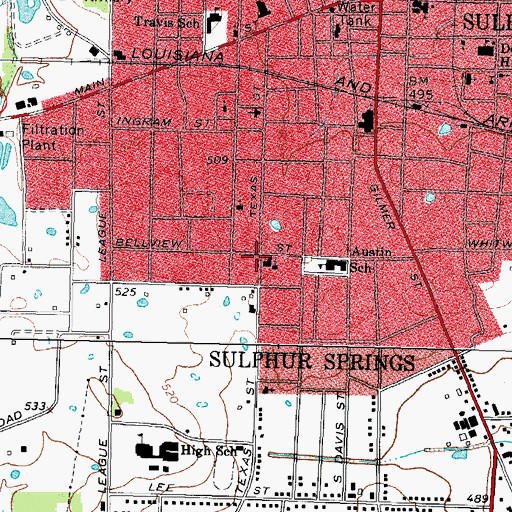 Topographic Map of Wesley United Methodist Church, TX