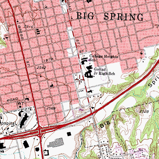 Topographic Map of Assembly of God Church Evangel Temple, TX