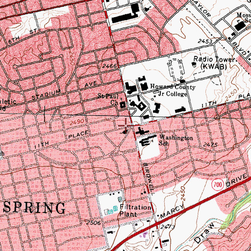 Topographic Map of College Baptist Church, TX