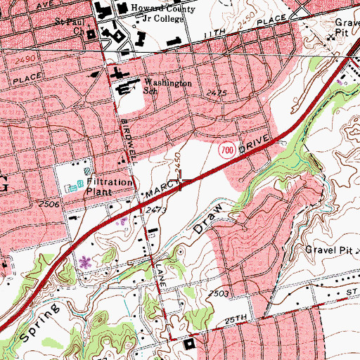 Topographic Map of Hillcrest Baptist Church, TX