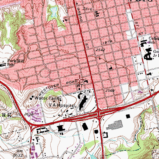 Topographic Map of Iglesia Bautista Central Church, TX