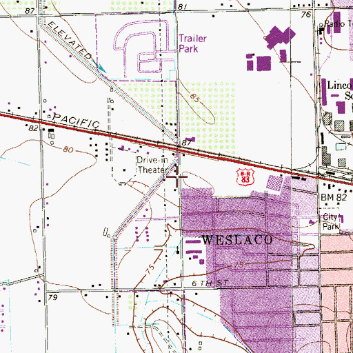 Topographic Map of The Church of Jesus Christ of Latter Day Saints - Weslaco, TX