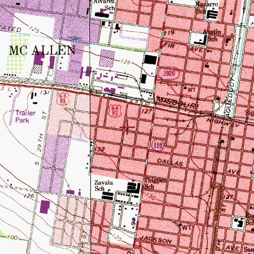 Topographic Map of Iglesia Pentecostal Unida Church, TX