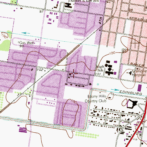 Topographic Map of First Presbyterian Church, TX