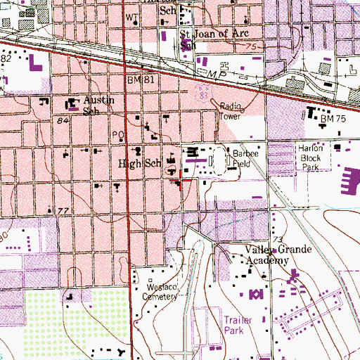 Topographic Map of First Presbyterian Church, TX