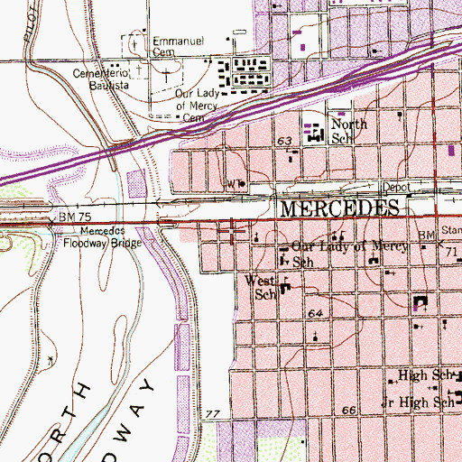 Topographic Map of Mercedes Seventh Day Adventist Spanish Church, TX