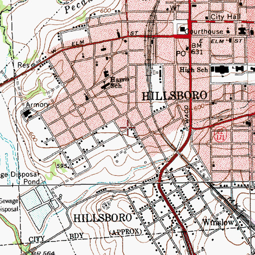 Topographic Map of Hill Apostolic Church, TX