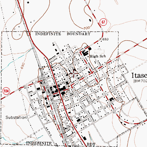Topographic Map of Central Baptist Church, TX