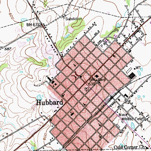 Topographic Map of First Baptist Church, TX