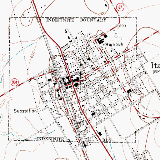Topographic Map of First Baptist Church, TX