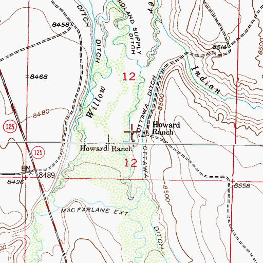 Topographic Map of Howard Ranch, CO