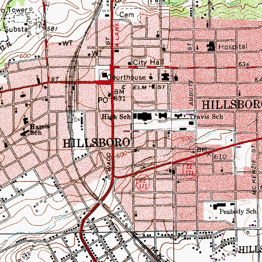 Topographic Map of Mount Moriah Baptist Church, TX