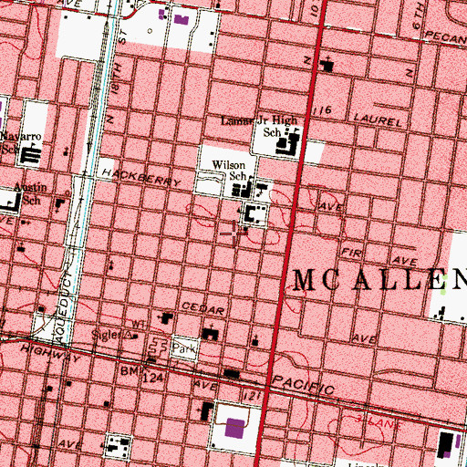 Topographic Map of First Missionary Baptist Church, TX