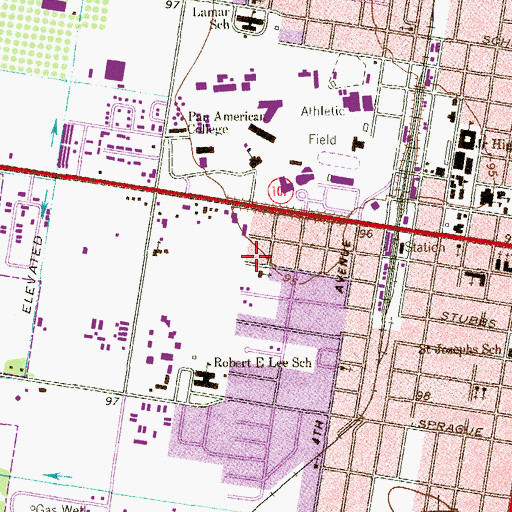 Topographic Map of Memorial Baptist Church, TX
