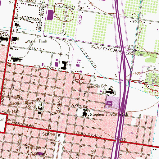 Topographic Map of Rising Star Baptist Church, TX