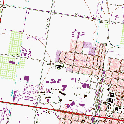 Topographic Map of University Baptist Church, TX