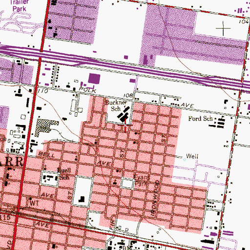 Topographic Map of Villegas Street Baptist Church, TX