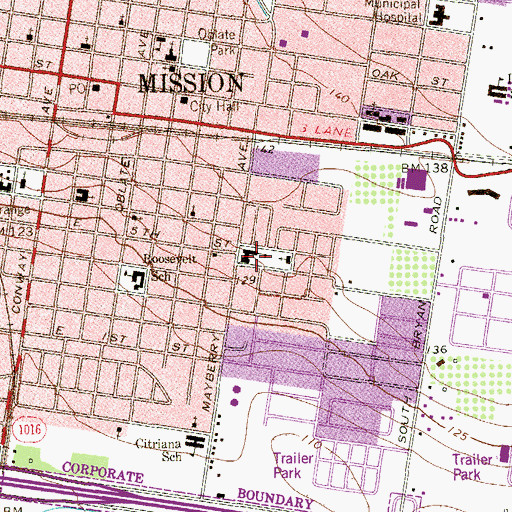 Topographic Map of Our Lady of the Holy Rosary Catholic Church, TX