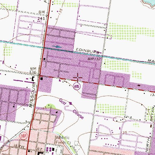 Topographic Map of Church of Christ, TX