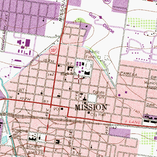 Topographic Map of Trinity Lutheran Church, TX