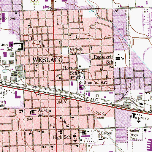 Topographic Map of La Santisima Trinidad Methodist Church, TX