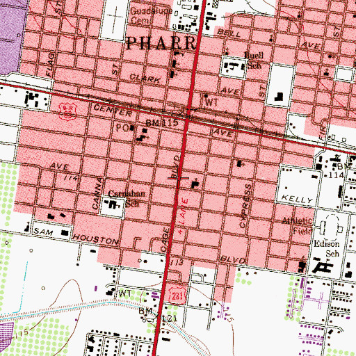 Topographic Map of Methodist Church Pharr Methodist Church, TX