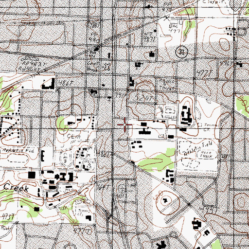 Topographic Map of Athens Community Church, TX