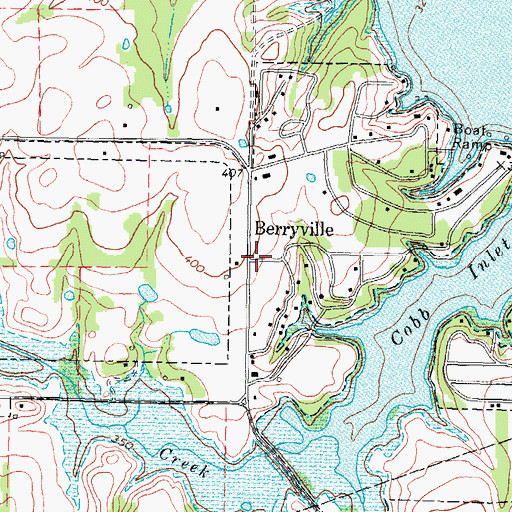 Topographic Map of Berryville Community Church, TX