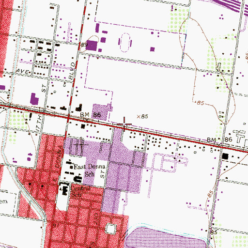 Topographic Map of Second Donna Apostolic Church, TX