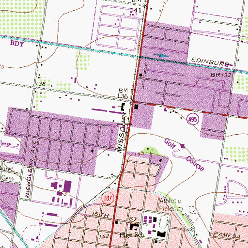Topographic Map of Conway Avenue Baptist Church, TX