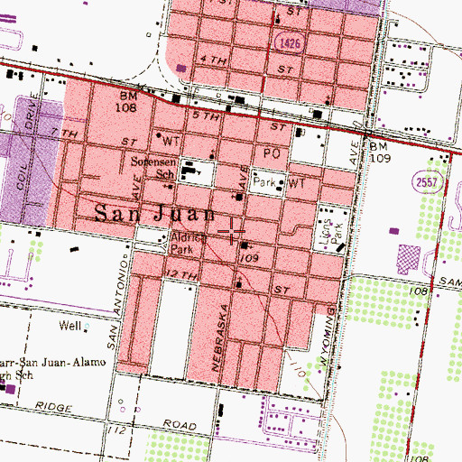 Topographic Map of First Baptist Church of San Juan, TX