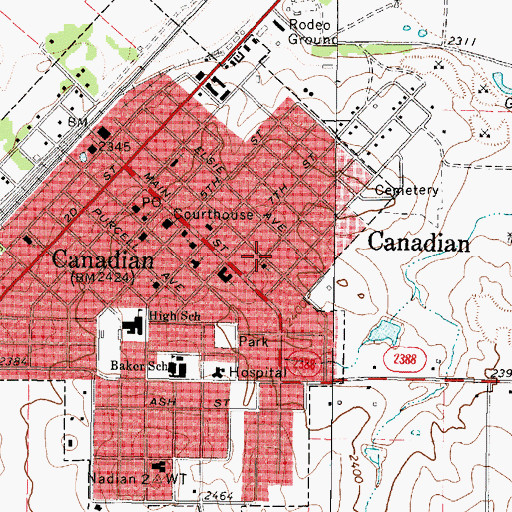 Topographic Map of Catholic Church, TX