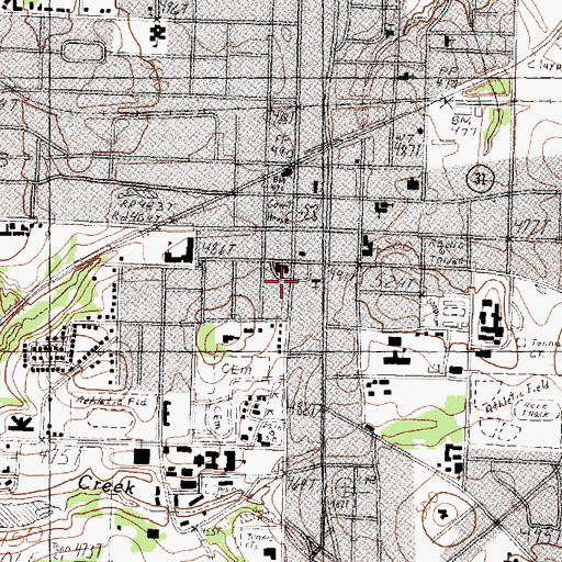 Topographic Map of Central Baptist Church, TX