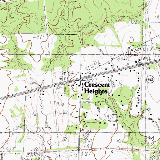 Topographic Map of Crescent Heights Baptist Church, TX