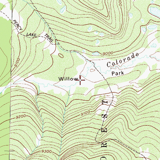 Topographic Map of Willow Park, CO