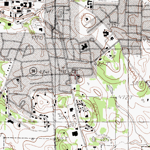 Topographic Map of Fellowship Baptist Church, TX