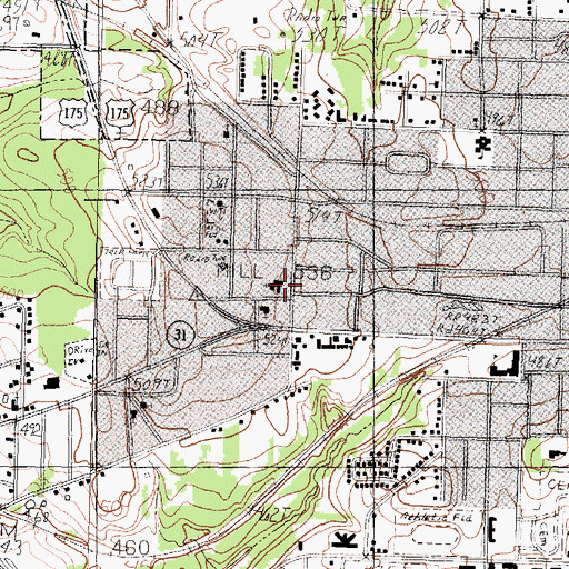 Topographic Map of West Athens Baptist Church, TX