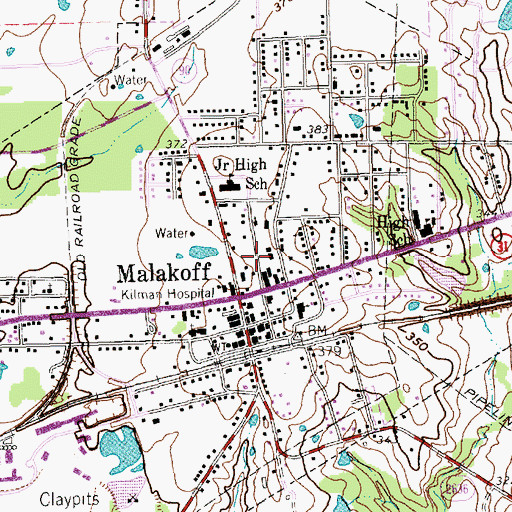 Topographic Map of Church of Christ - Malakoff, TX