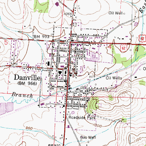 Topographic Map of Danville Post Office, OH