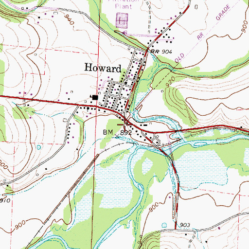 Topographic Map of Howard Post Office, OH